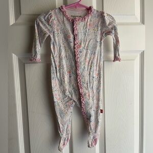 magnetic me floral/ ruffle footed onesie